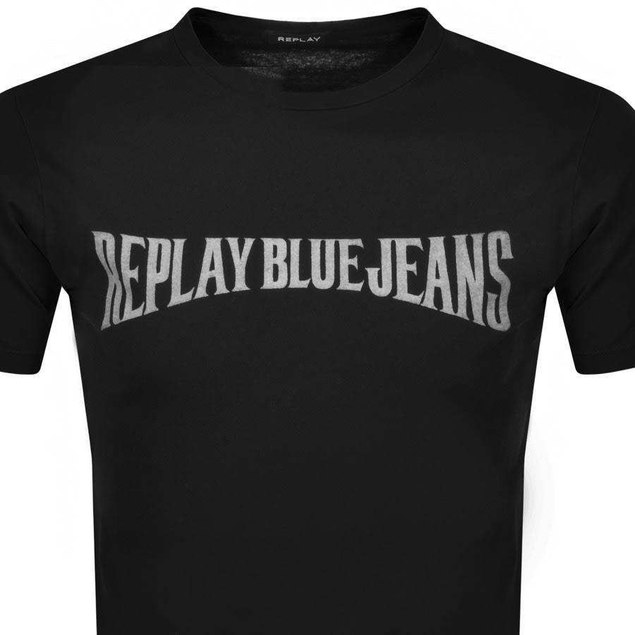 Alternative Image for ProductReplay Logo Crew Neck T Shirt Black2